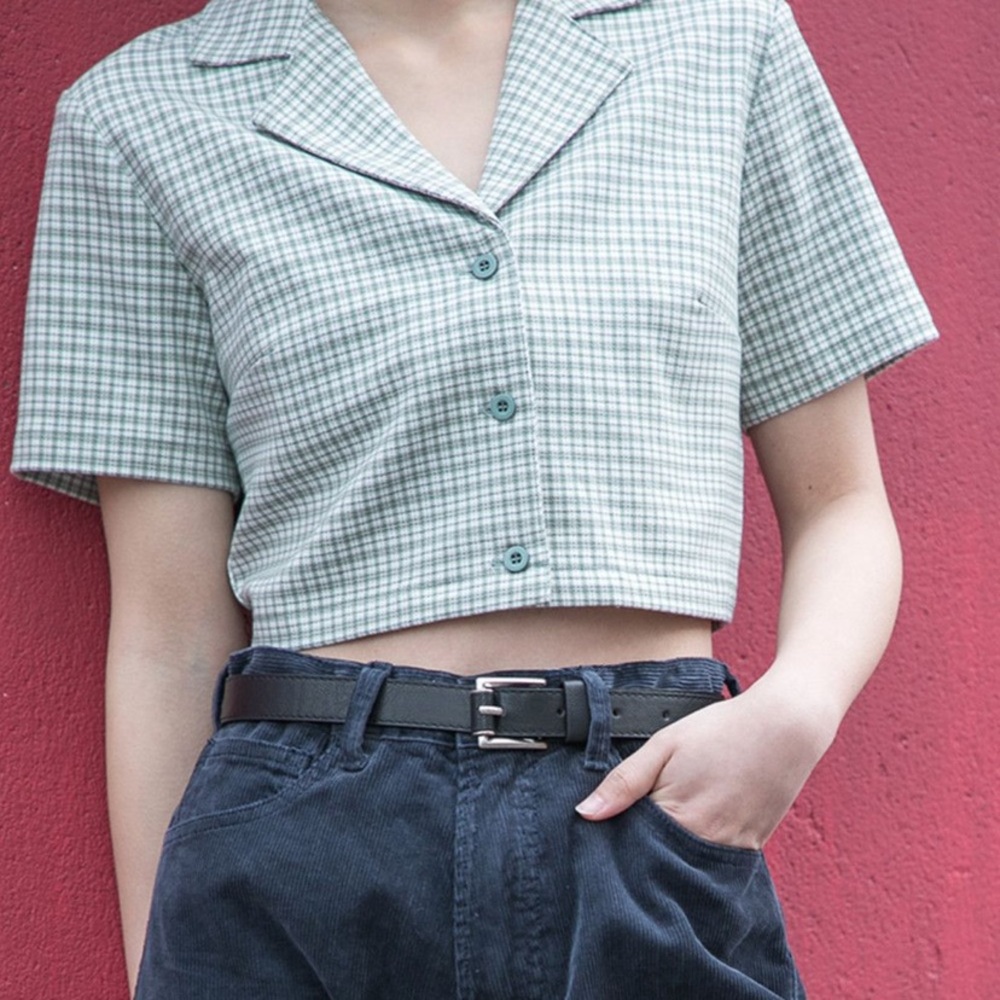 Brandy Melville Green Collared Top